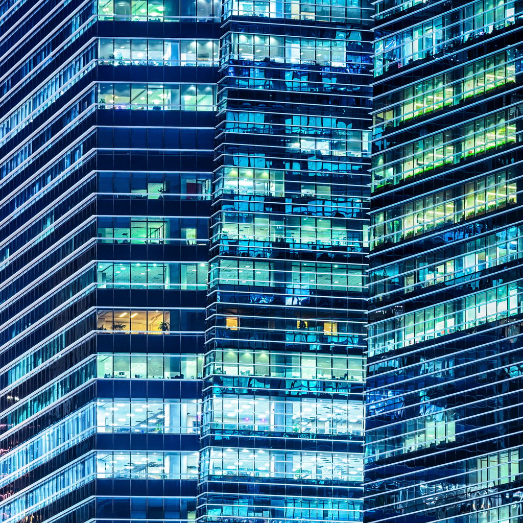 Office with lights on
