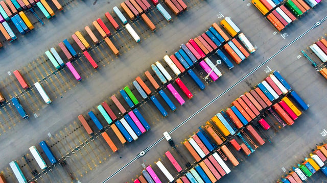 Shipping containers in port