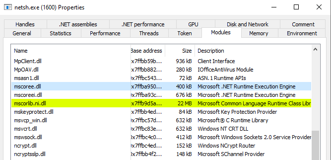 Implant loads mscoree.dll if it is not already present in the process &ndash; another IoC if the process is supposed to be unmanaged.